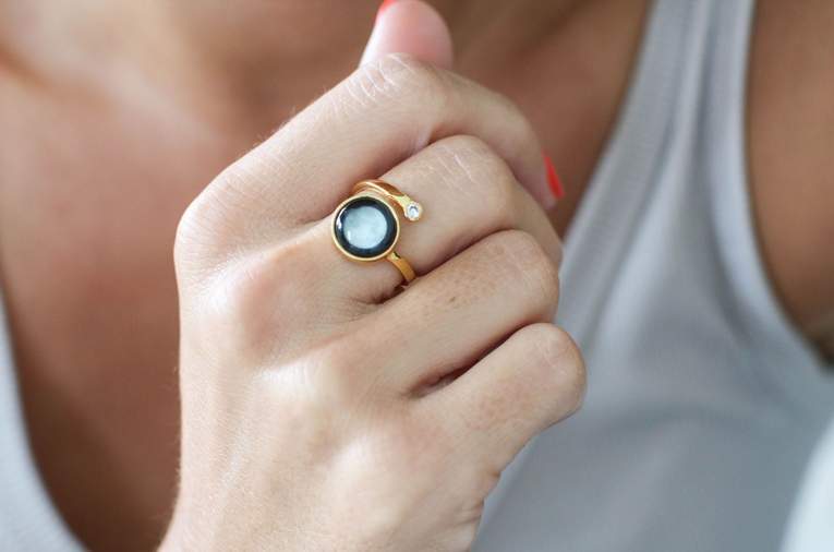 Cosmic Spiral Ring in Gold