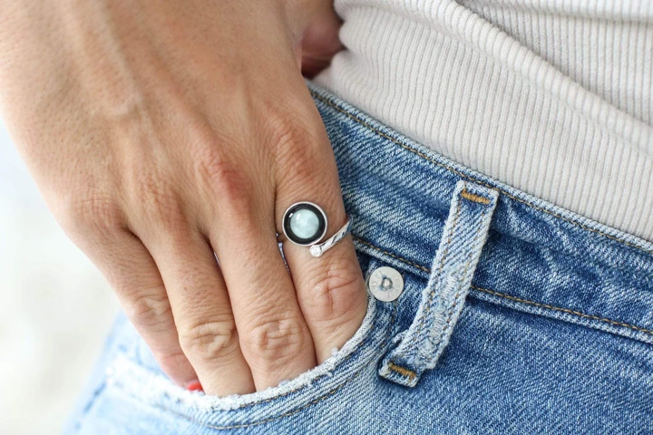 Cosmic Spiral Ring in Rhodium