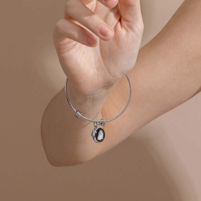 Modern Moon Bangle in Stainless