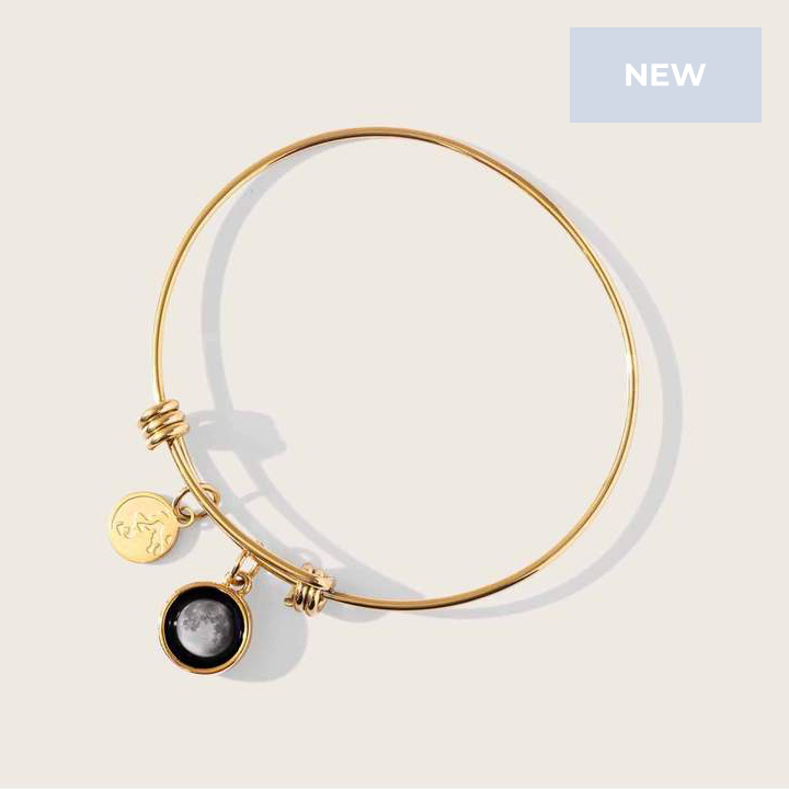 Modern Moon Bangle in Yellow Gold