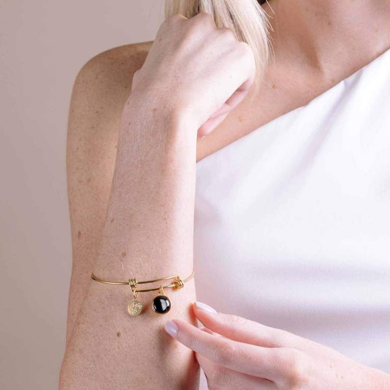 Modern Moon Bangle in Yellow Gold