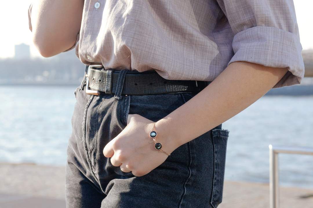 Double Moon Pallene Bracelet in Rose Gold