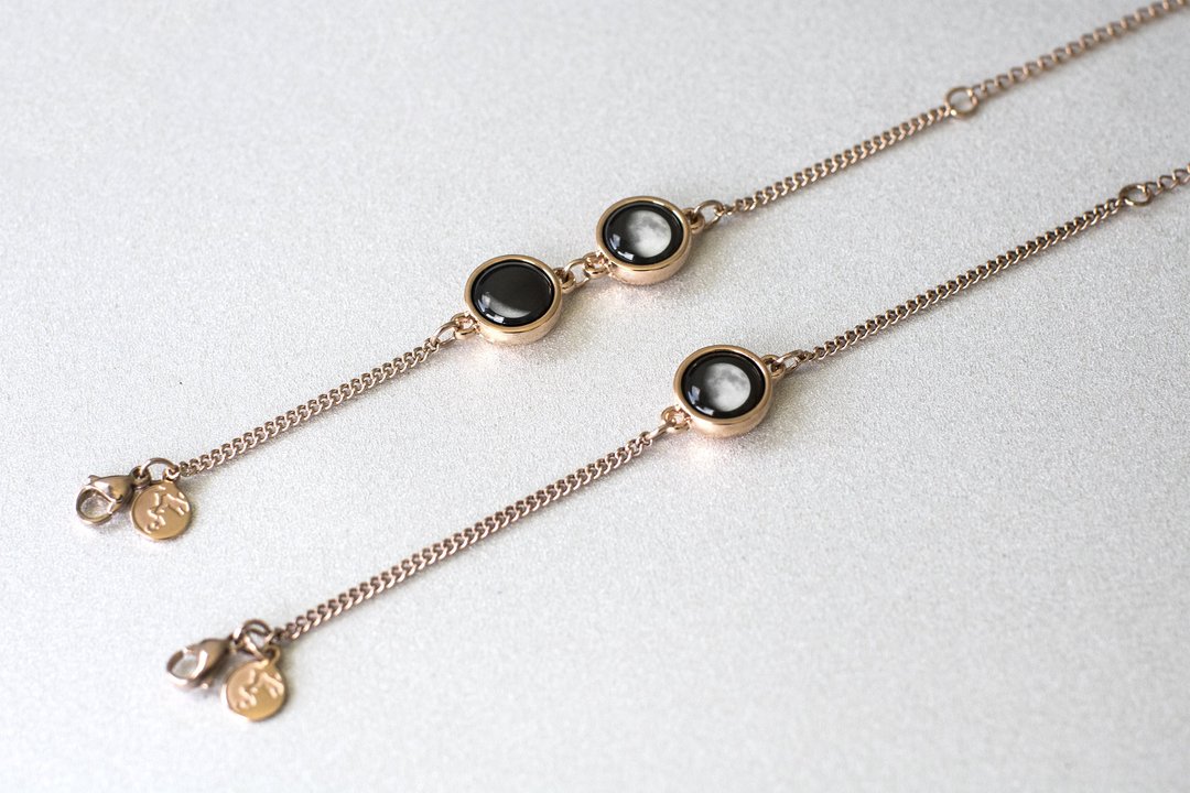 Double Moon Pallene Bracelet in Rose Gold